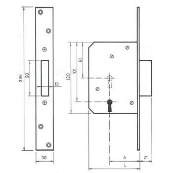 Cerradura seguridad embutir mod.1002